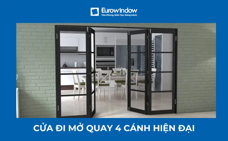 20+ mẫu cửa đi mở quay 4 cánh nhôm kính đẹp, đa dạng, giá tốt