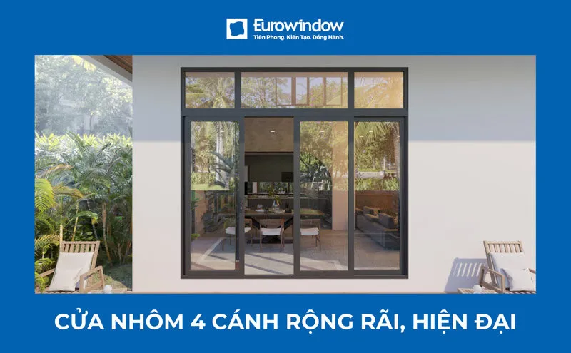 22+ mẫu cửa nhôm 4 cánh bền đẹp, giá tốt, chính hãng Eurowindow