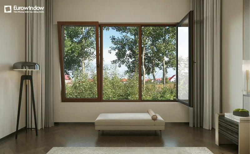7.4. Cửa sổ nhôm màu đen 4 cánh mở quay