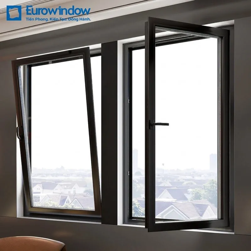 Aluminum windows with various opening configurations provide flexible daylighting and ventilation.