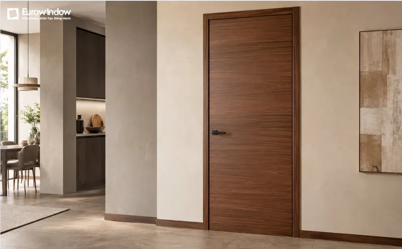 Bề mặt Laminate vân gỗ nâu trầm mang đến vẻ ấm cúng, hài hòa với không gian nội thất hiện đại. (Nguồn: Eurowindow)