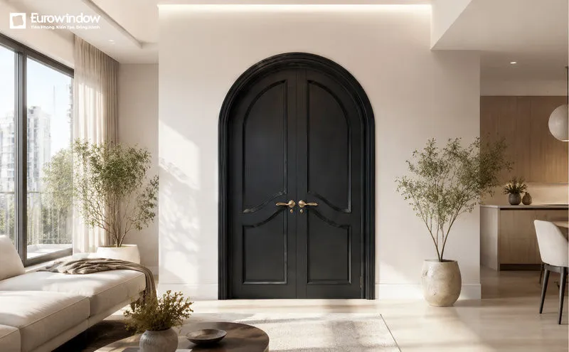 Bố cục cân đối cùng chi tiết trang trí tiết chế giúp căn hộ giữ được sự thanh lịch (Nguồn: Eurowindow)