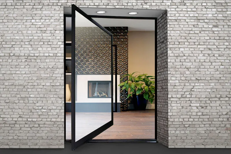 Cửa chính nhôm kính 1 cánh thủy lực có thiết kế tối giản, vận hành thuận tiện và hiện đại (Nguồn: Internet)