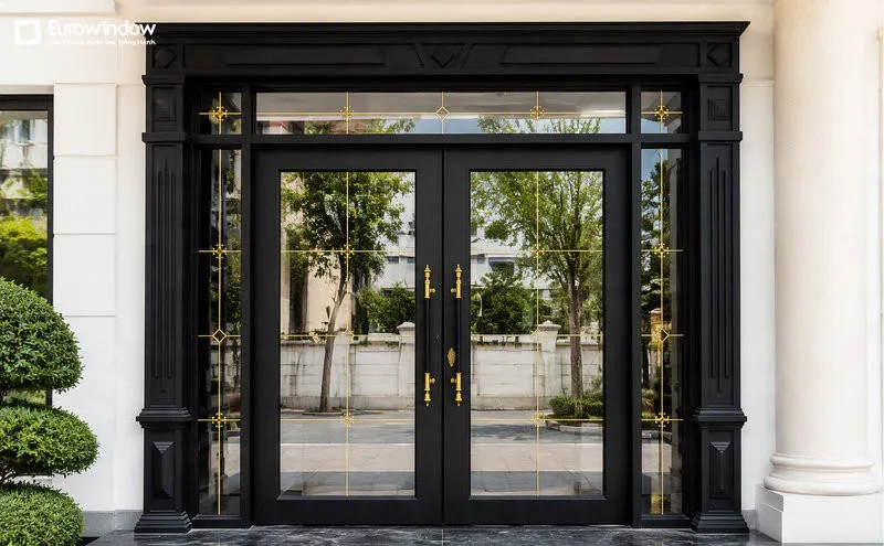 Cửa đại hội nhôm kính kết hợp nan đồng tạo điểm nhấn sang trọng (Nguồn: Eurowindow)