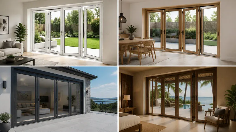 Cửa đi uPVC 4 cánh xếp trượt đa dạng màu sắc và kích thước