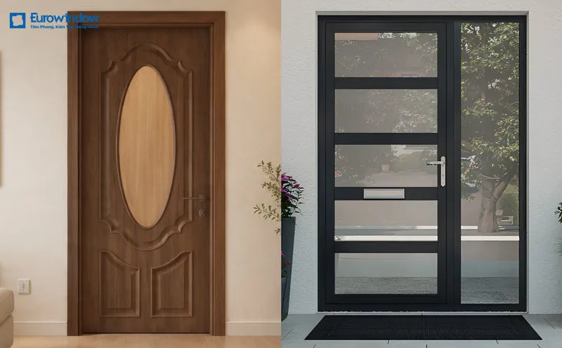 Cửa gỗ và cửa nhôm kính phù hợp với những phong cách khác nhau (Nguồn: Eurowindow)
