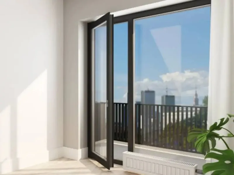 Cửa kính chung cư 1 cánh mở quay vào trong có thiết kế gọn, phù hợp với nhiều vị trí trong căn hộ (Nguồn: Internet)
