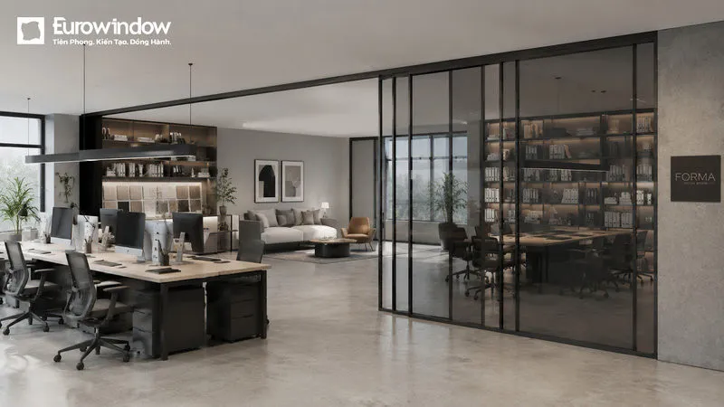 Cửa kính mở trượt treo cho phòng họp văn phòng (Nguồn: Eurowindow)