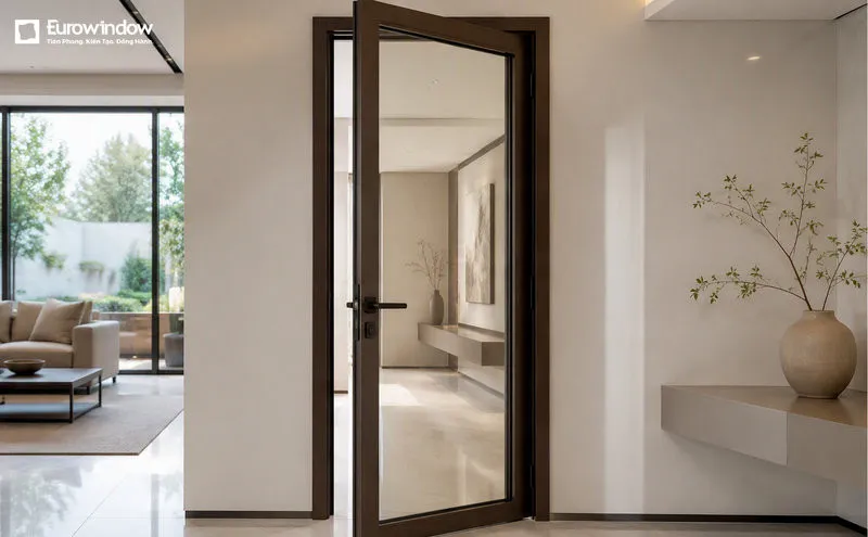Cửa kính thông phòng tạo sự liên kết và cảm giác liền mạch giữa các khu vực (Nguồn: Internet)