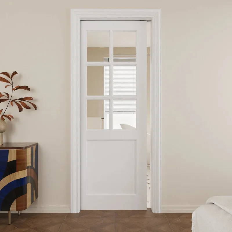 Cửa nhôm 1 cánh pano màu trắng tạo vẻ đẹp tinh tế, sang trọng cho phòng ngủ