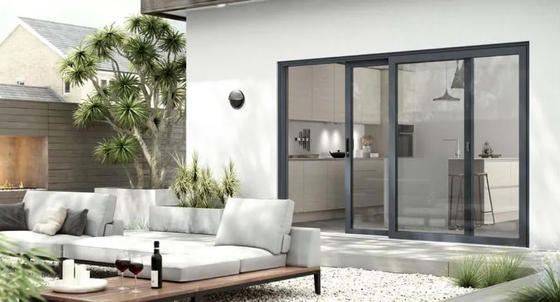 Cửa nhôm 2 cánh màu xám