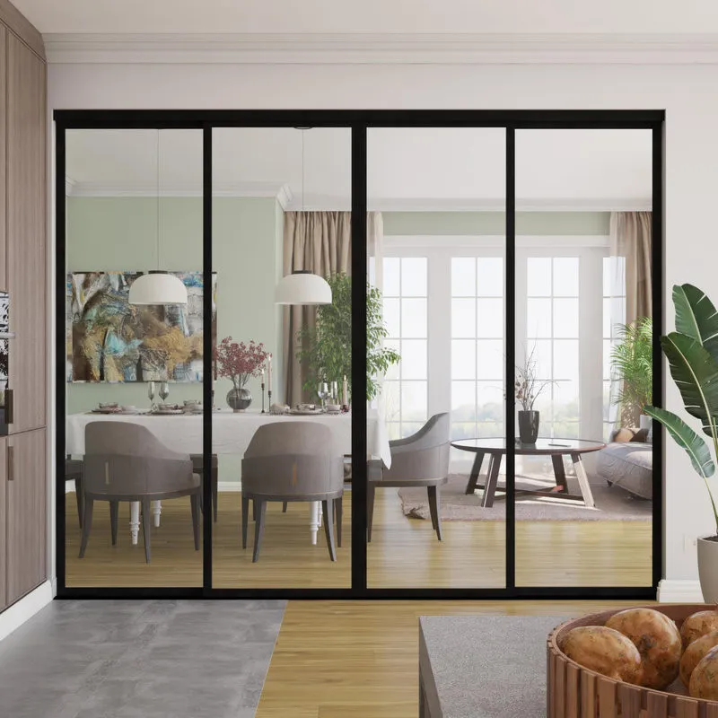 Cửa nhôm 4 cánh mở trượt phòng ăn