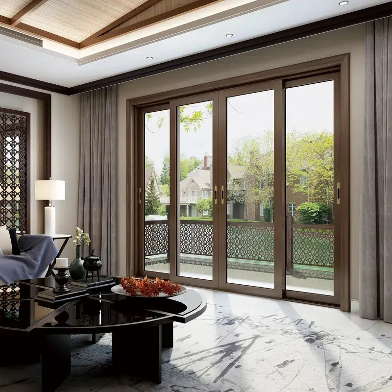 Cửa nhôm 4 cánh trượt quay phòng khách