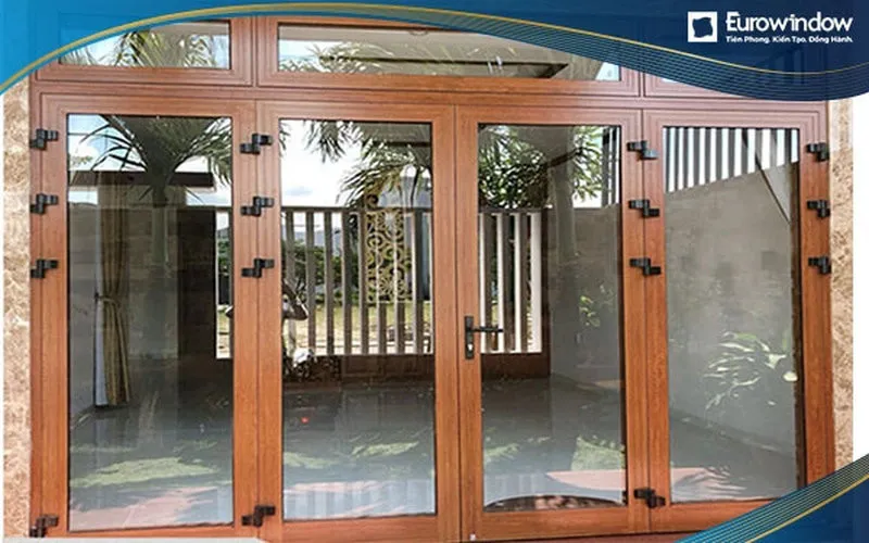 Cửa nhôm giả gỗ 4 cánh