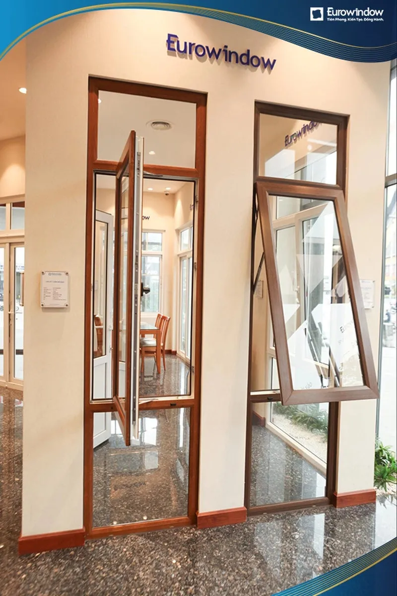 Cửa nhôm giả vân gỗ Eurowindow là loại cửa cao cấp, có chất lượng vượt trội
