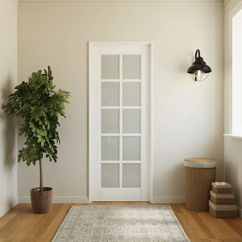 Cửa nhôm kính 1 cánh màu trắng chia ô đối xứng mang vẻ đẹp cân đối, thanh lịch