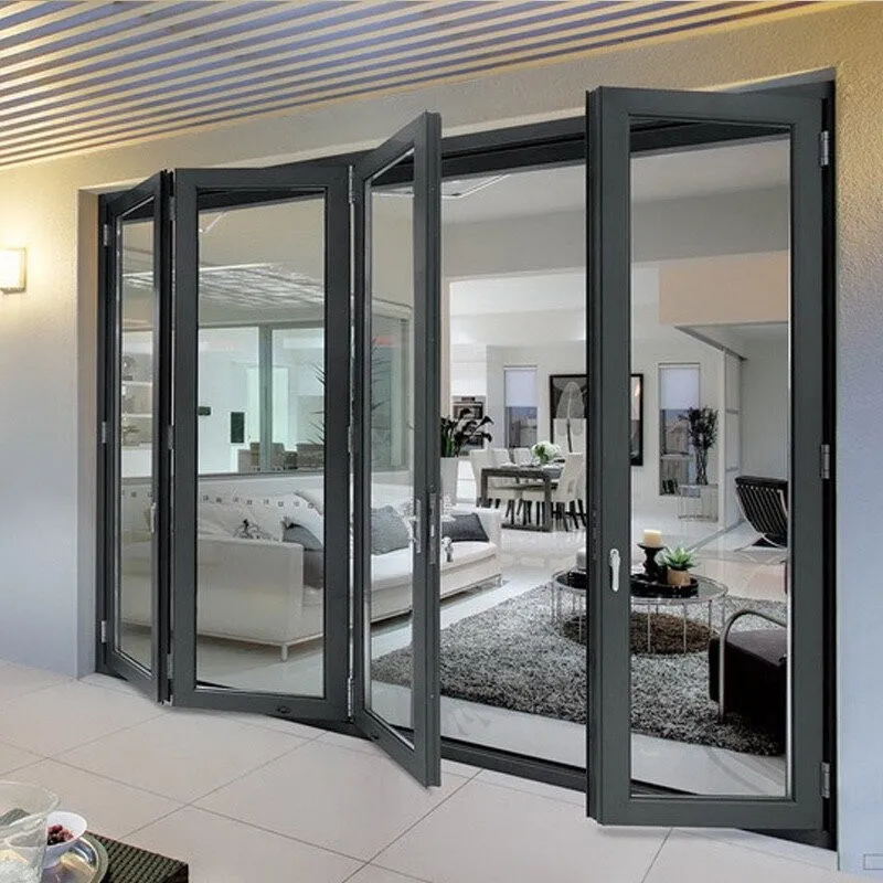 Cửa nhôm màu đen 4 cánh xếp gấp