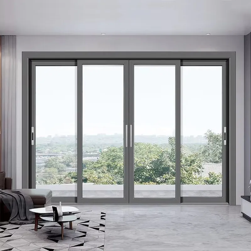 Cửa nhôm màu xám mở quay sang trọng và ít bám bẩn
