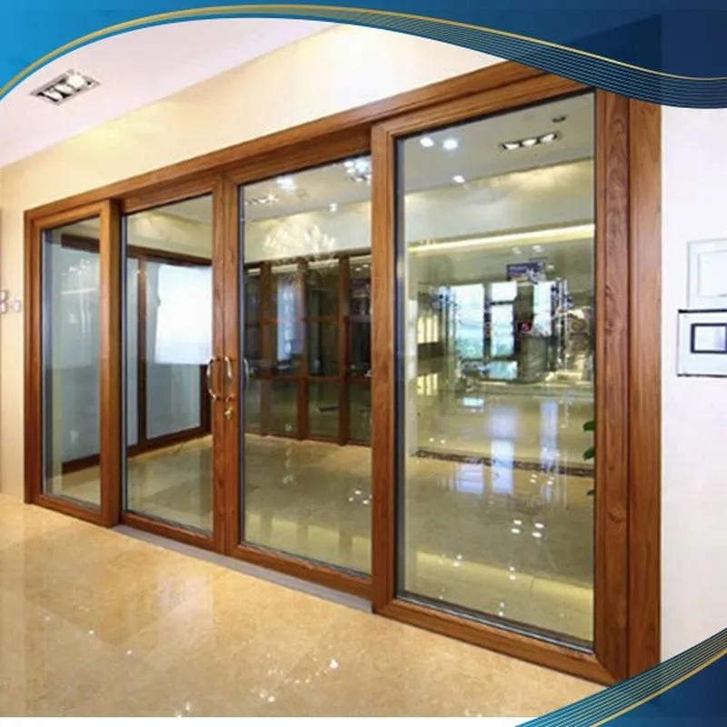 Cửa nhôm vân gỗ 4 cánh trượt