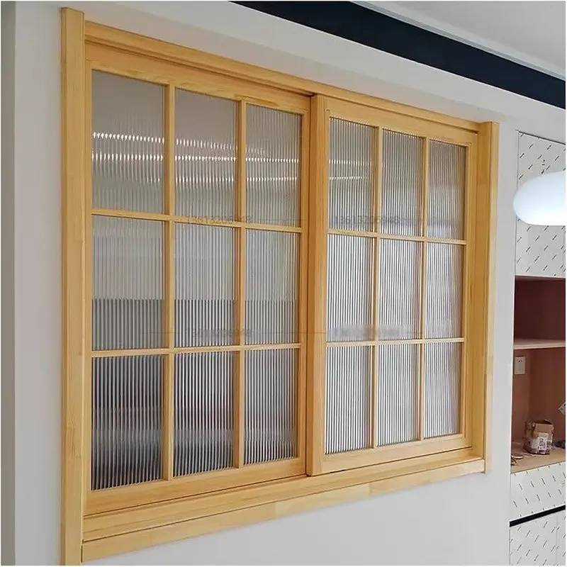 Cửa sổ nhôm màu gỗ 2 cánh trượt