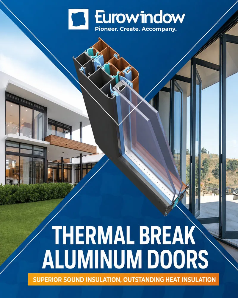 Eurowindow thermal-break aluminum doors provide excellent sound insulation and enhanced thermal performance.