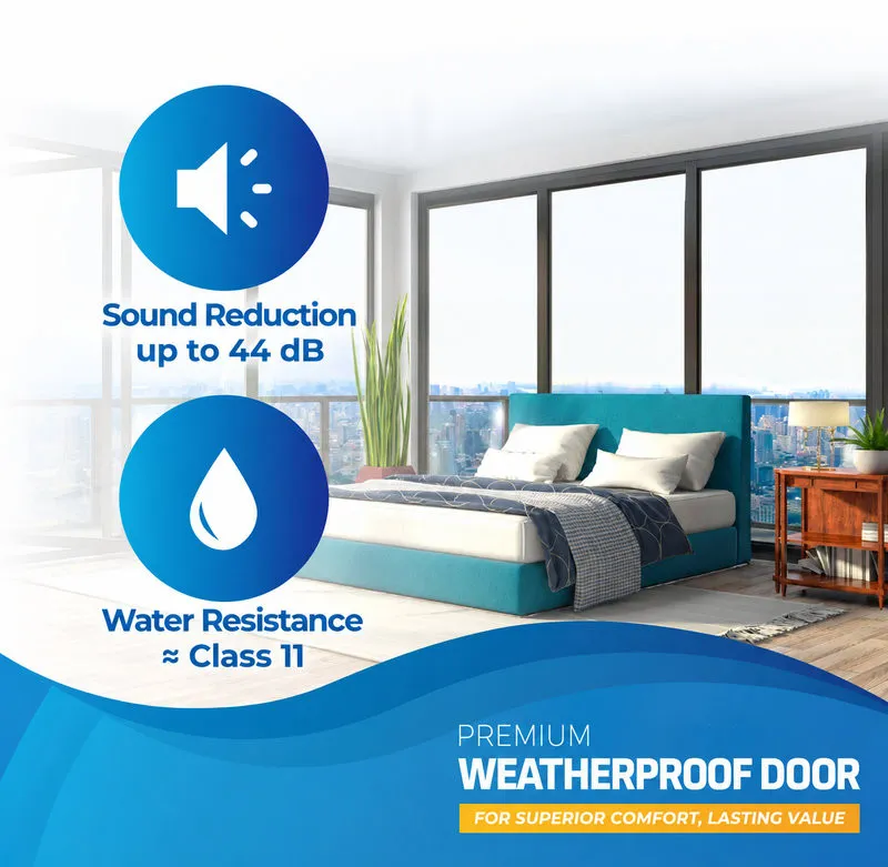 Eurowindow thermal-break aluminum glass doors provide sound insulation of up to 44 dB, helping reduce surrounding noise for quieter living and working spaces