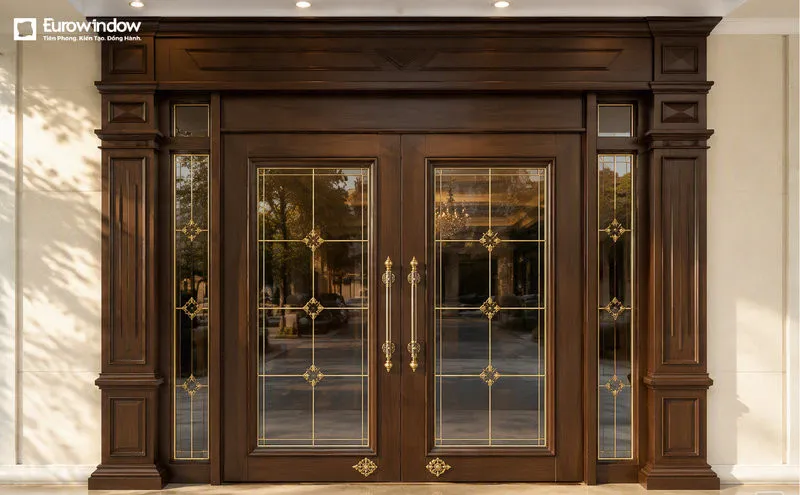 Gam màu cafe giúp mặt tiền công trình hài hòa và hiện đại (Nguồn: Eurowindow)