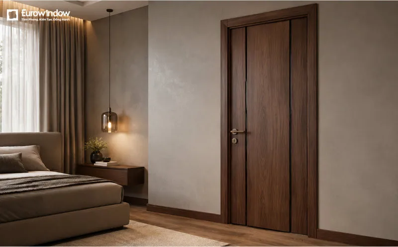 Gam nâu trầm mang lại cảm giác ấm cúng, phù hợp với phòng ngủ có bảng màu trung tính. (Nguồn: Eurowindow)