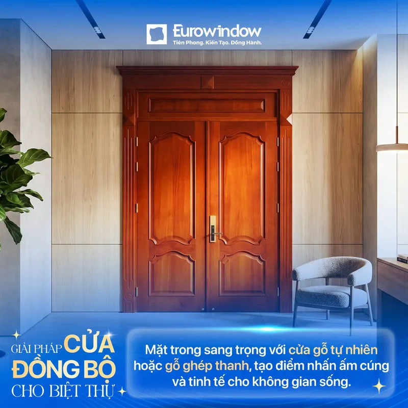 Giải pháp cửa gỗ cho biệt thự sang trọng, tính năng cao cấp (Nguồn: Eurowindow)