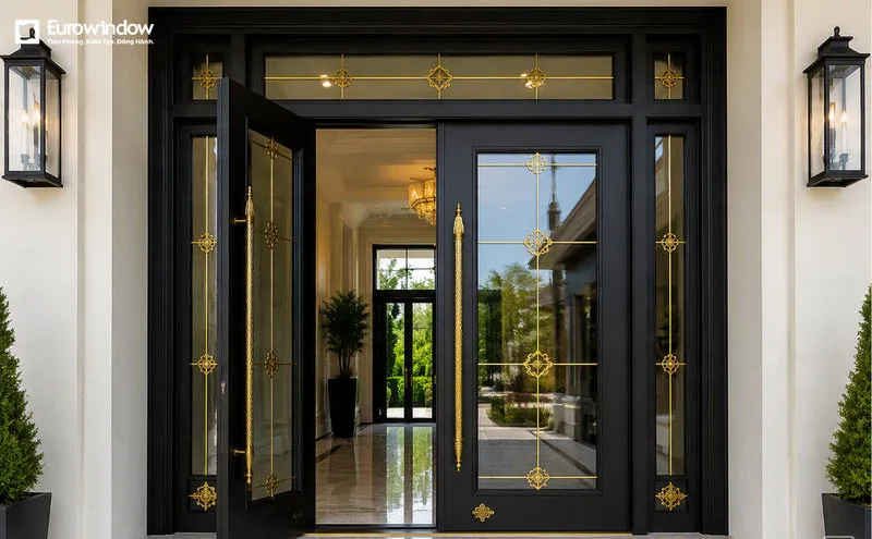 Mẫu cửa đại hội nhôm kính 2 cánh mở quay thiết kế hiện đại và sang trọng (Nguồn: Eurowindow)