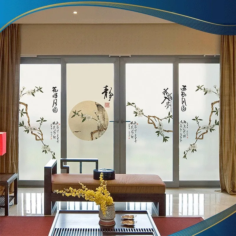 Mẫu cửa nhôm kính 4 cánh trượt quay kết hợp tranh kính in 3D
