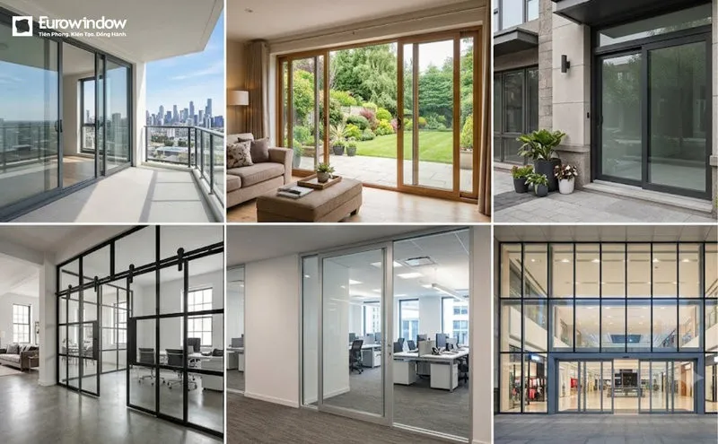 Những ứng dụng của cửa kính trượt ngang (Nguồn: Eurowindow)