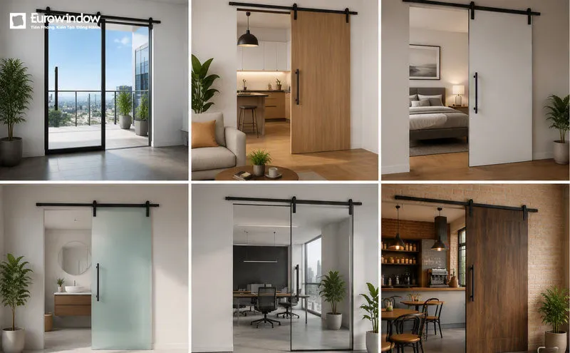 Những vị trí có thể bố trí cửa trượt 1 cánh (Nguồn: Eurowindow)