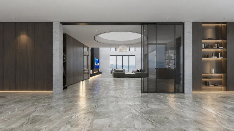 Slim Sliding Door with Suspended Track