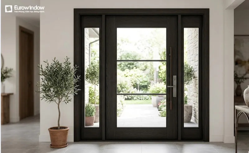 Thiết kế 2 cánh kết hợp các ô kính lớn giúp tận dụng ánh sáng tự nhiên, đồng thời tạo điểm nhấn tinh tế cho không gian. (Nguồn: Eurowindow)