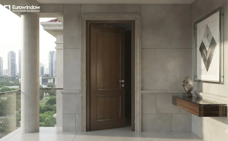 Thiết kế cửa gỗ mở vào trong phù hợp cho ban công chung cư, nhà phố