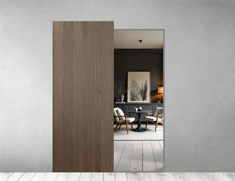 Thiết kế cửa gỗ trượt 1 cánh phù hợp với lối đi hẹp và nội thất được bố trí sát tường (Nguồn: Internet)