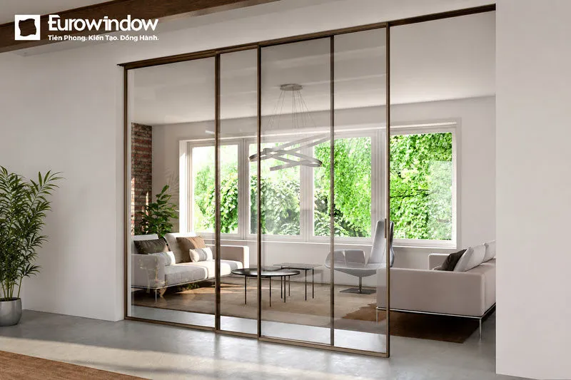 Vách kính cửa lùa giúp tiết kiệm diện tích văn phòng (Nguồn: Eurowindow)