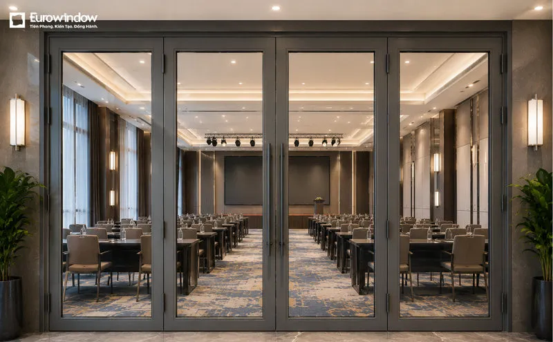 Vách kính cửa mở quay giúp tăng khả năng cách âm (Nguồn: Eurowindow)