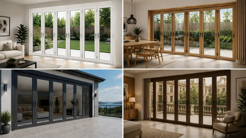 Cửa đi uPVC 6 cánh xếp trượt đa dạng màu sắc và kích thước
