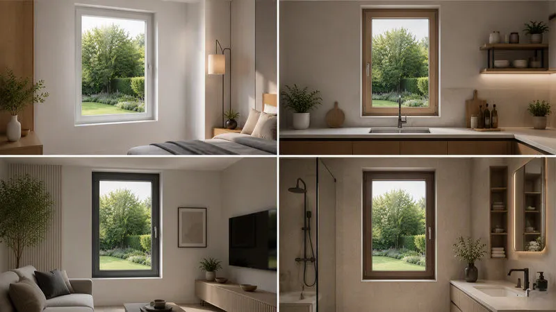 Cửa sổ uPVC 1 cánh mở quay ngoài đa dạng hệ profile, màu sắc và kích thước