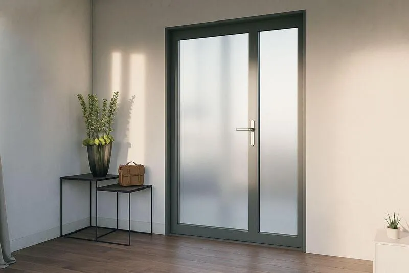 Thiết kế cửa đi 2 cánh lệch gồm 1 cánh to và 1 cánh nhỏ