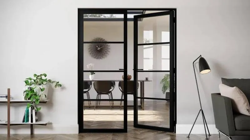 Thiết kế cửa đi nhôm kính 2 cánh mở quay trong chia ô linh hoạt