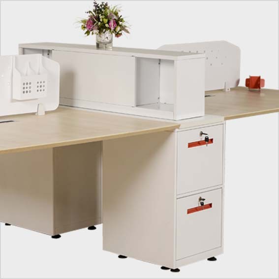 Khay để tài liệu ở giữa module. Hộc sắt 02 ngăn kéo