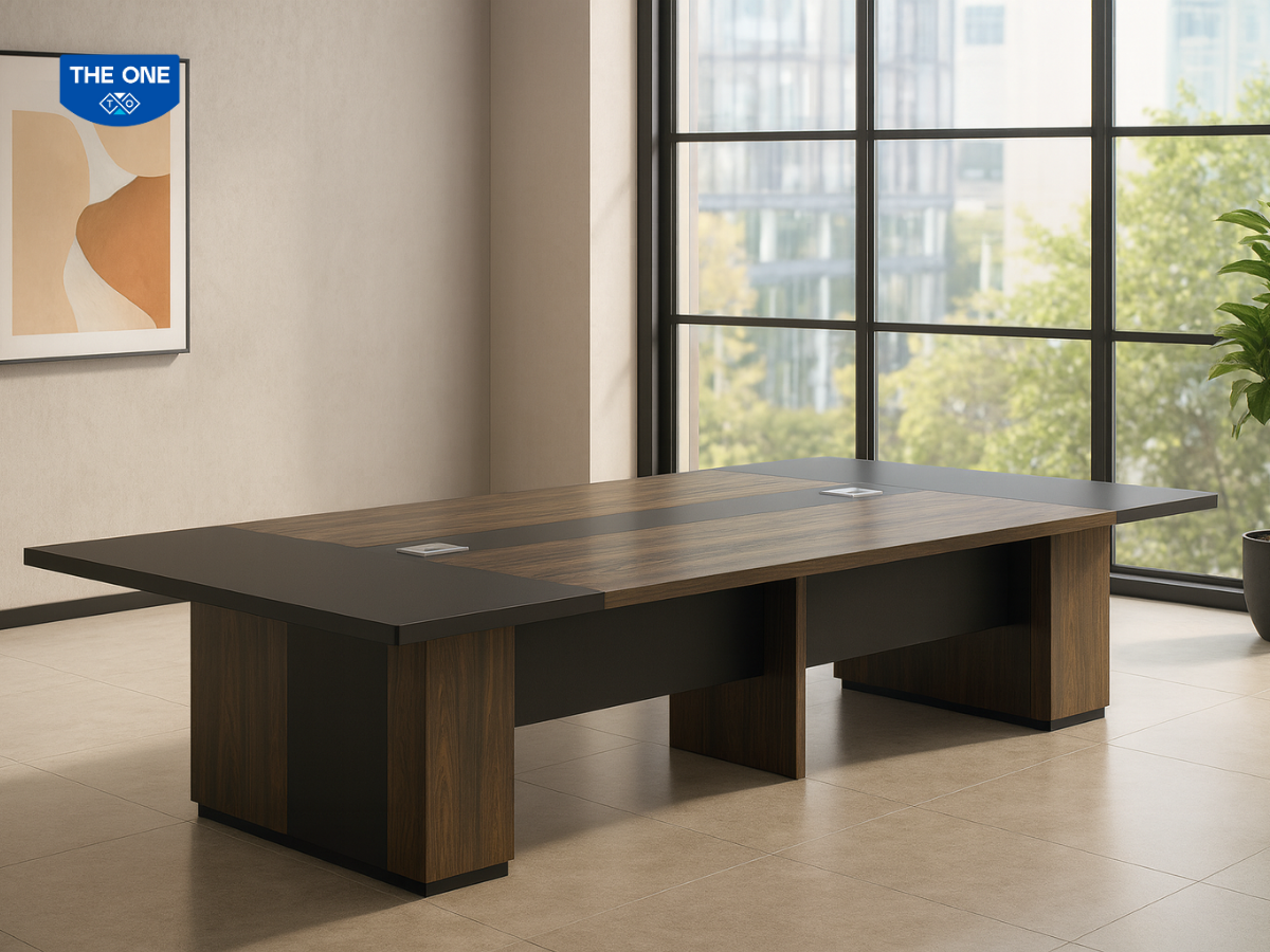 Bàn họp LUXH3615 - W3600 x D1500 x H760mm, màu đen, nâu gỗ. (Nguồn: Internet)