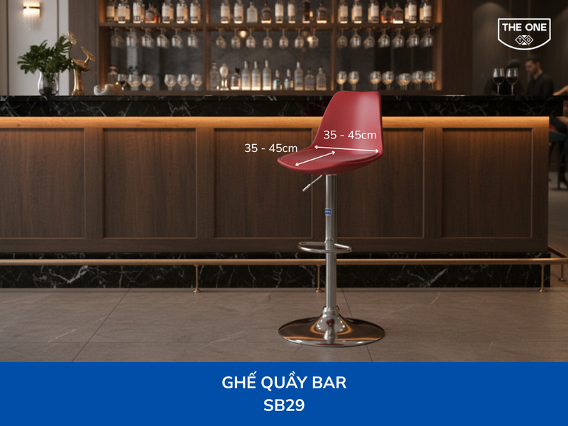 Chiều rộng và chiều sâu của mặt ghế quầy bar phổ thông