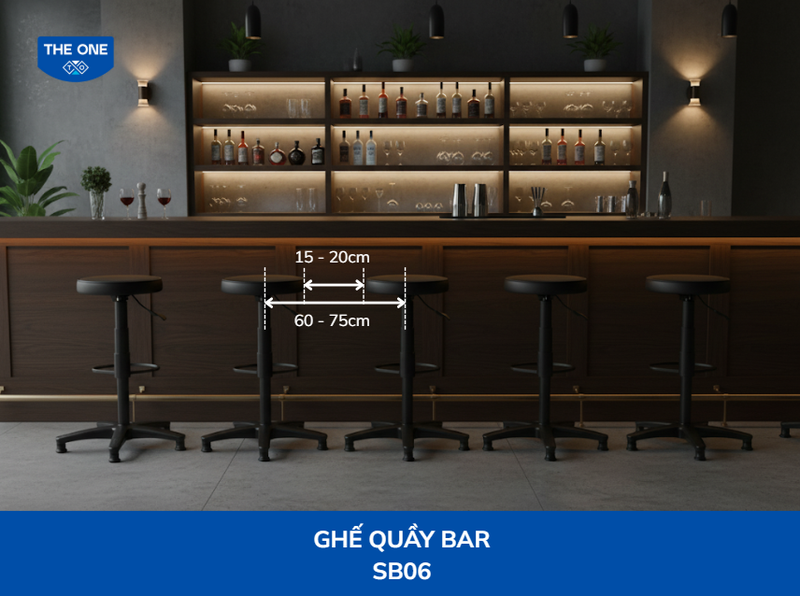 Kích thước tiêu chuẩn của ghế quầy bar có tựa lưng thấp và trung bình/cao