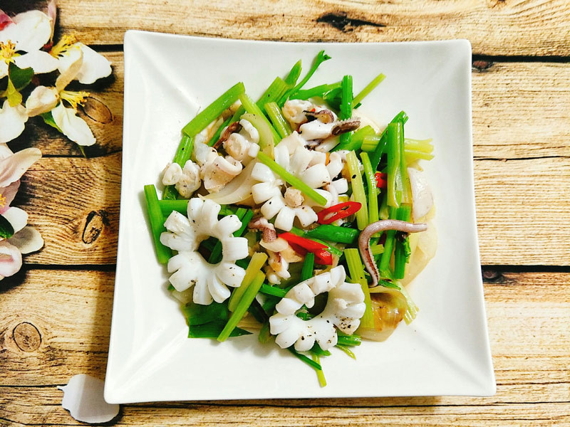 mực xào cho bé