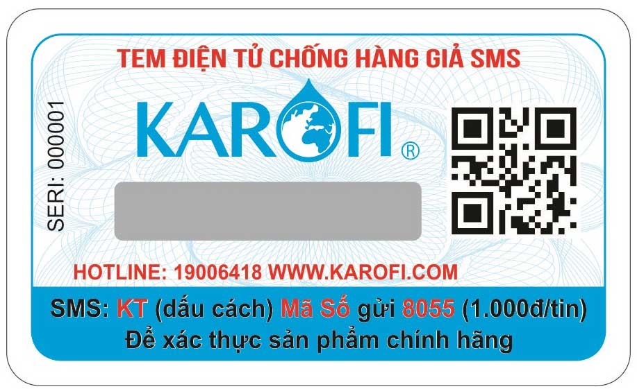 Tem chống hàng giả của Hình ảnh khách hàng mua Máy lọc nước karofi optimus o i129 a