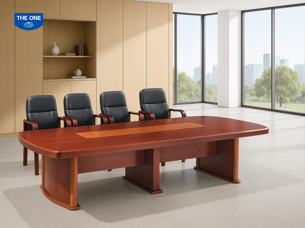 Bàn làm việc CT3012H1 - W3000 x D1200 x H760mm, màu G14/G17 (đỏ, nâu đậm). 